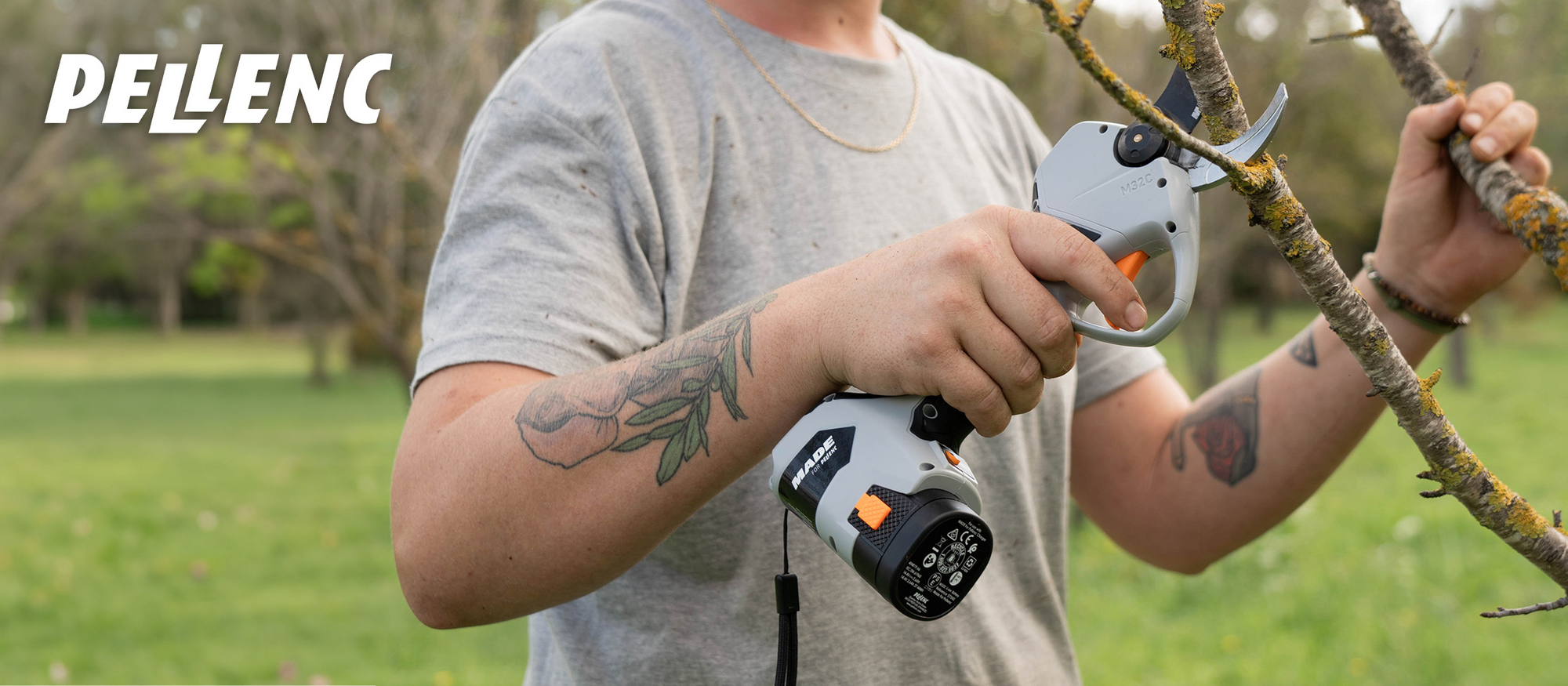 Sträucher & Büsche zurückzuschneiden Pellenc Astschere M32C im Einsatz.