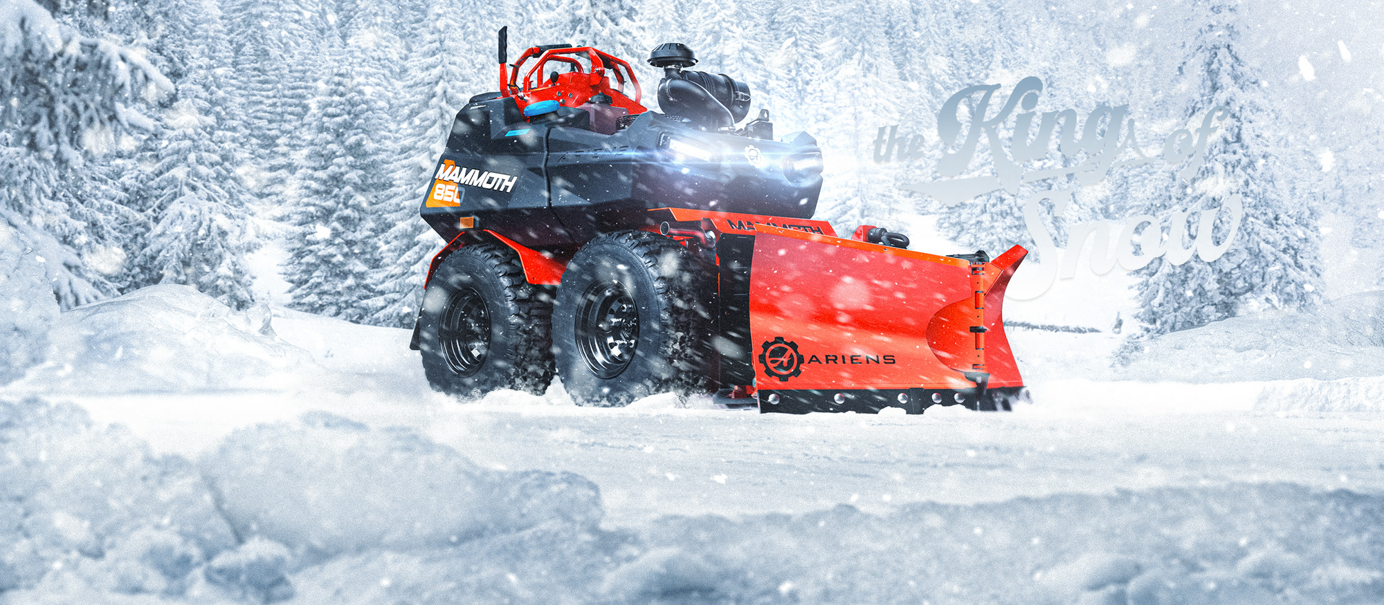 Ariens Mammoth 850 Ariens Mammoth mit Schneeschild in einem Schneesturm