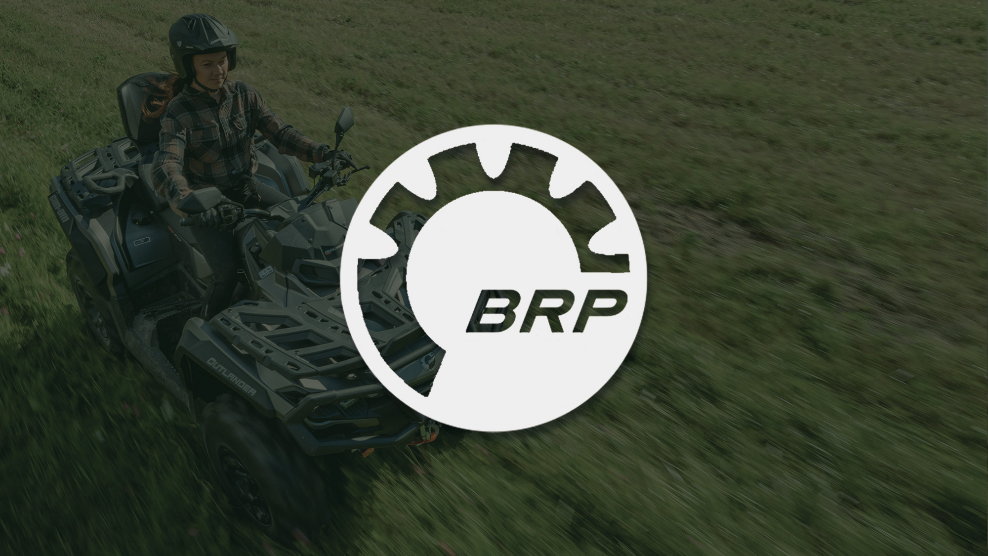 mehr erfahren BRP-Logo mit ATV im Hintergrund